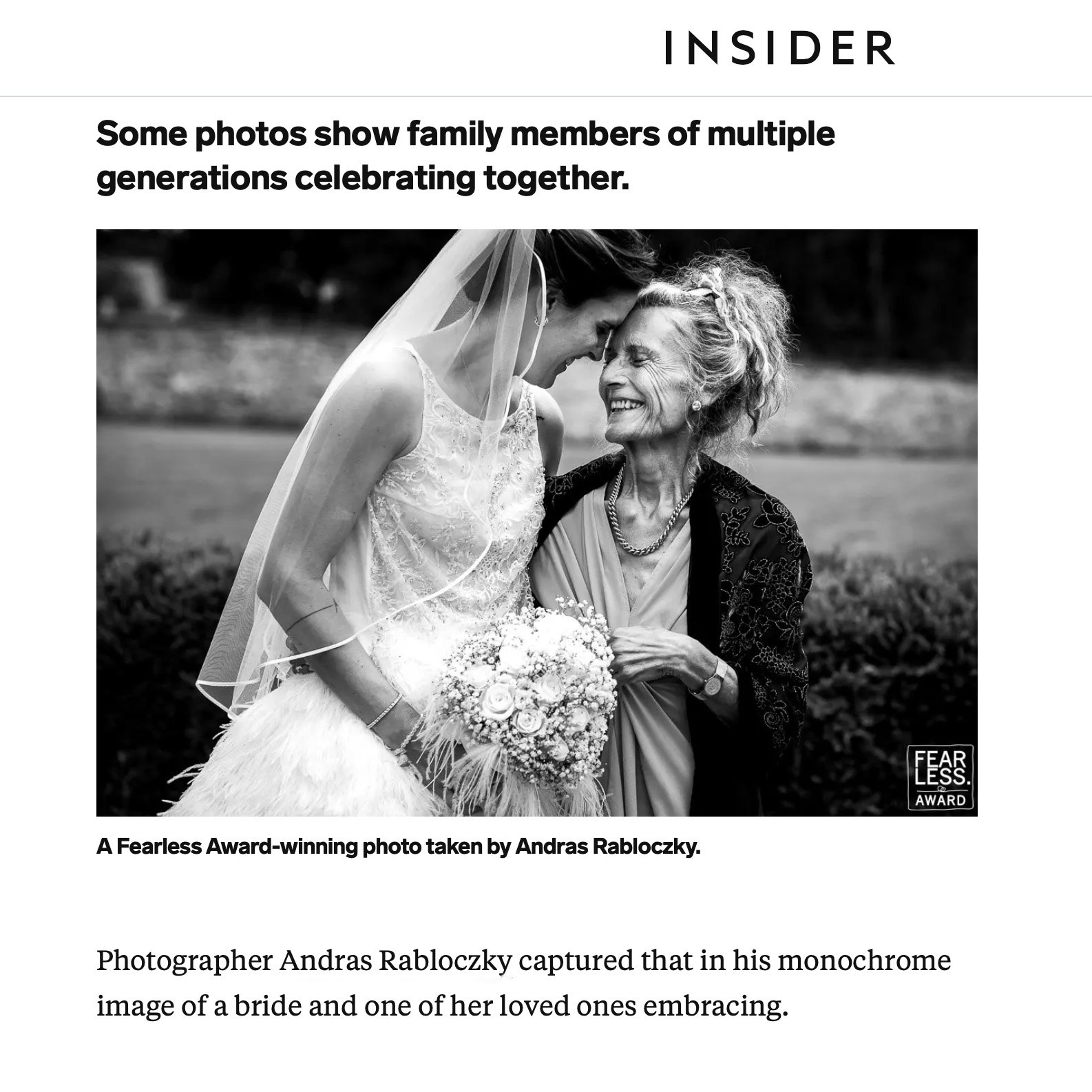 Insider magazine's top selection. Andras Rabloczky wedding photographer, Budapest.